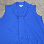 Dana Buchman Draped Neck Blue Sleeveless Top Blouse Gently Used Large