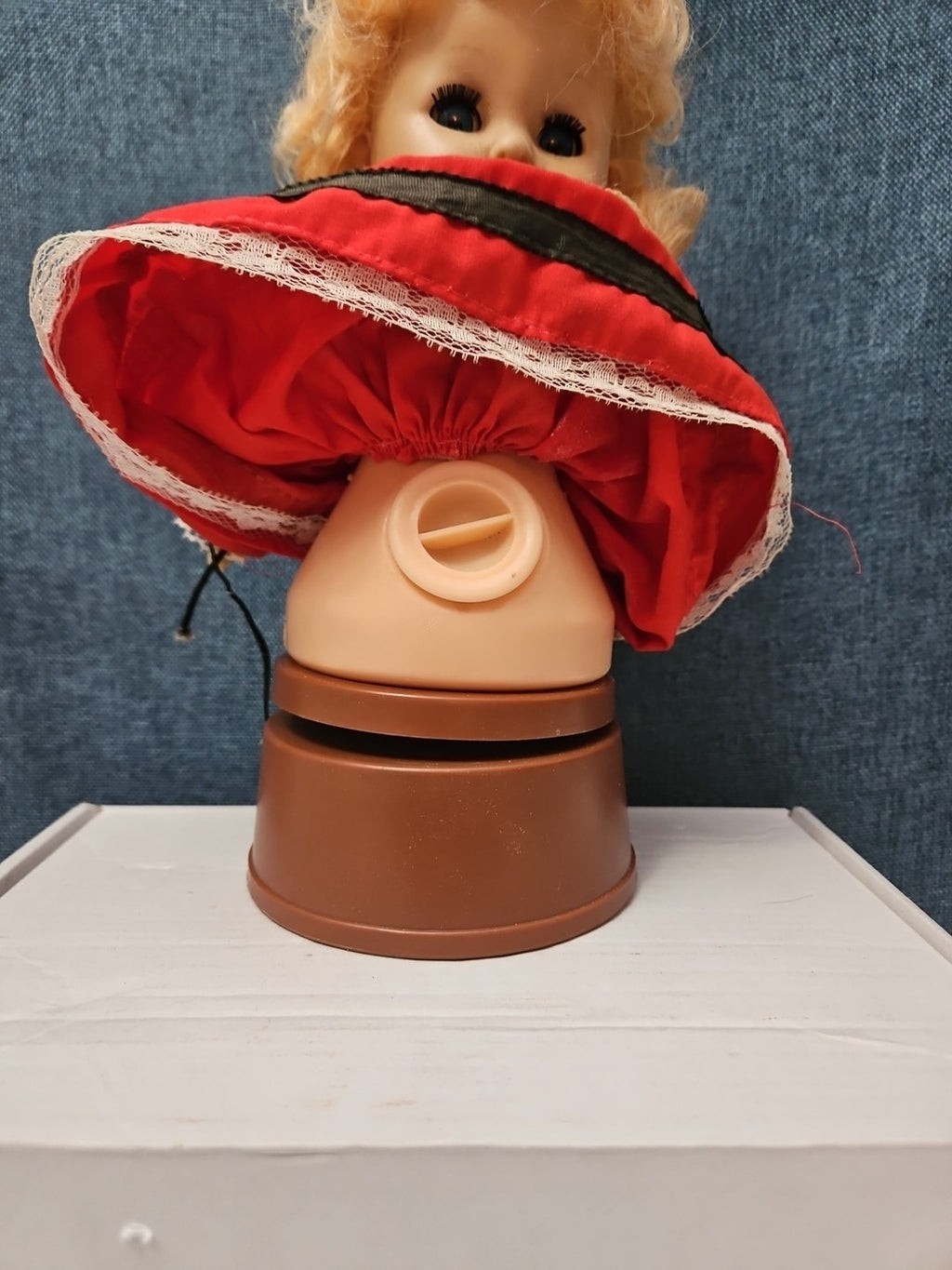 Vintage Heritage Doll Piggy Bank European Folk Costume Blonde Curls Aged Charm