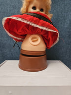 Vintage Heritage Doll Piggy Bank European Folk Costume Blonde Curls Aged Charm