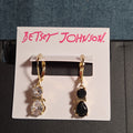Betsey Johnson Mismatched Cat CZ Drop Earrings