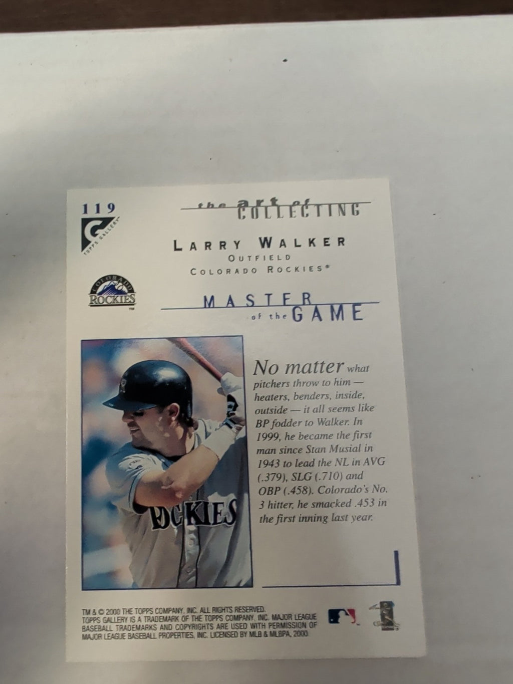 2000 Topps Gallery - Masters of the Game Larry Walker #119