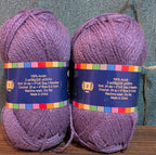 Herrschners Afghan Yarn 2 Ply Grape Purple Acrylic 2 Skein Lot