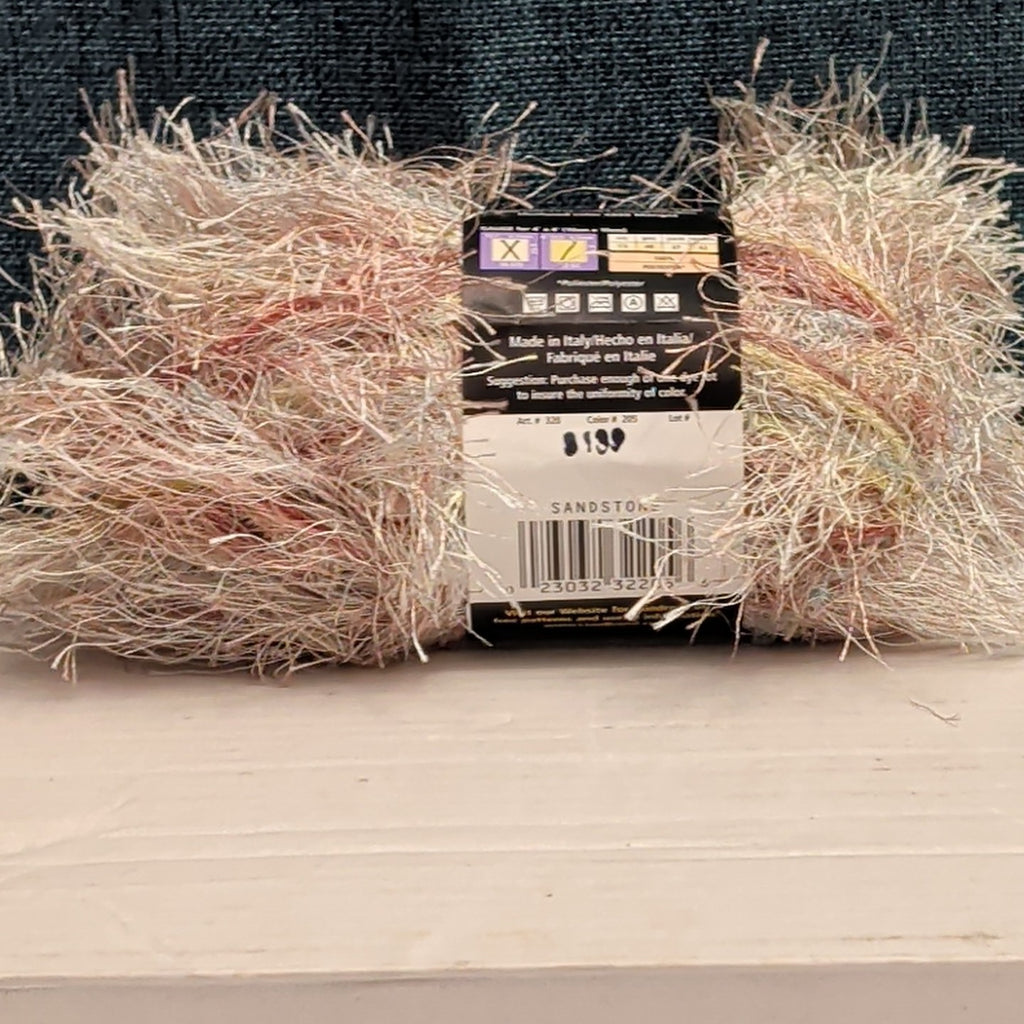 Lion Brand Fun Fur Prints Yarn 1 Skein Sandstone 225 Made in Italy Eyelash NOS