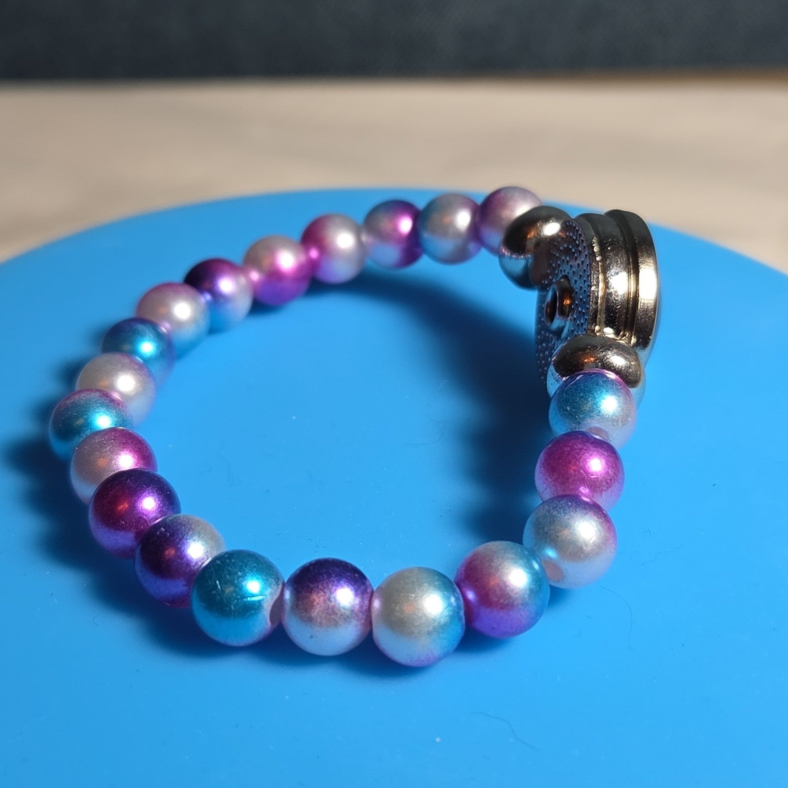 Taylor Swift Lover Snap Charm Beaded Stretch Bracelet