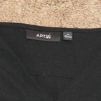 Apt 9 Black Blouse Womens XL V-Neck Roll Tab Sleeve Lightweight Shirt Casual Top