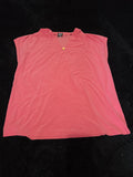 Anne Klein Sport Blouse Coral Lion Logo V-Neck Jersey Career Top Gently Used L