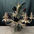 Vintage Floral Chandelier 6-Arm | Purple Tulips MCM | Hollywood | Tested