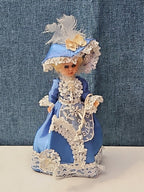Vintage Brussels Souvenir Doll | 6" Belgium Blue Dress | "Bruxelles" Lace Apron