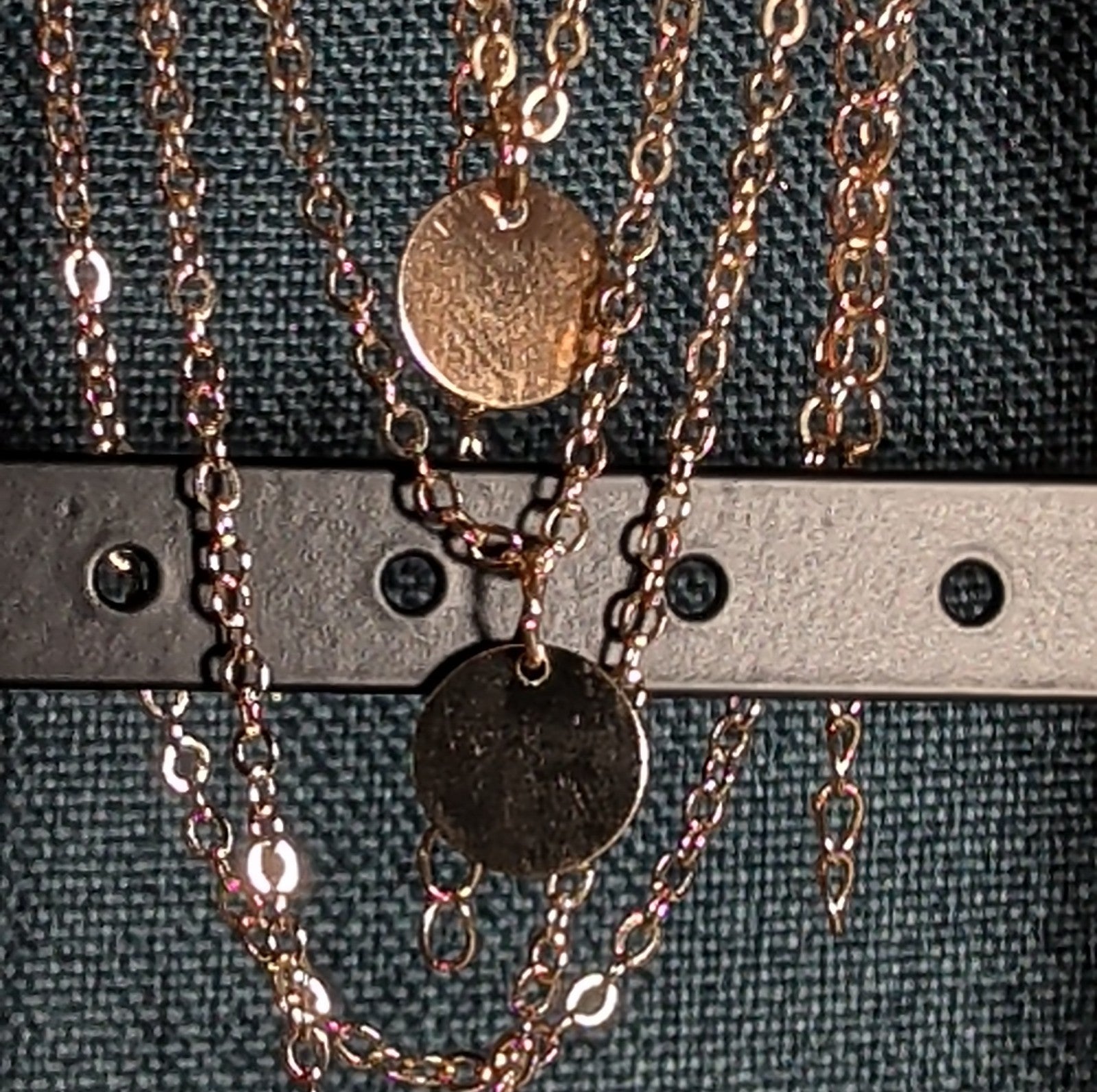 Layered Necklace Gold Tone Medallion Minimalist