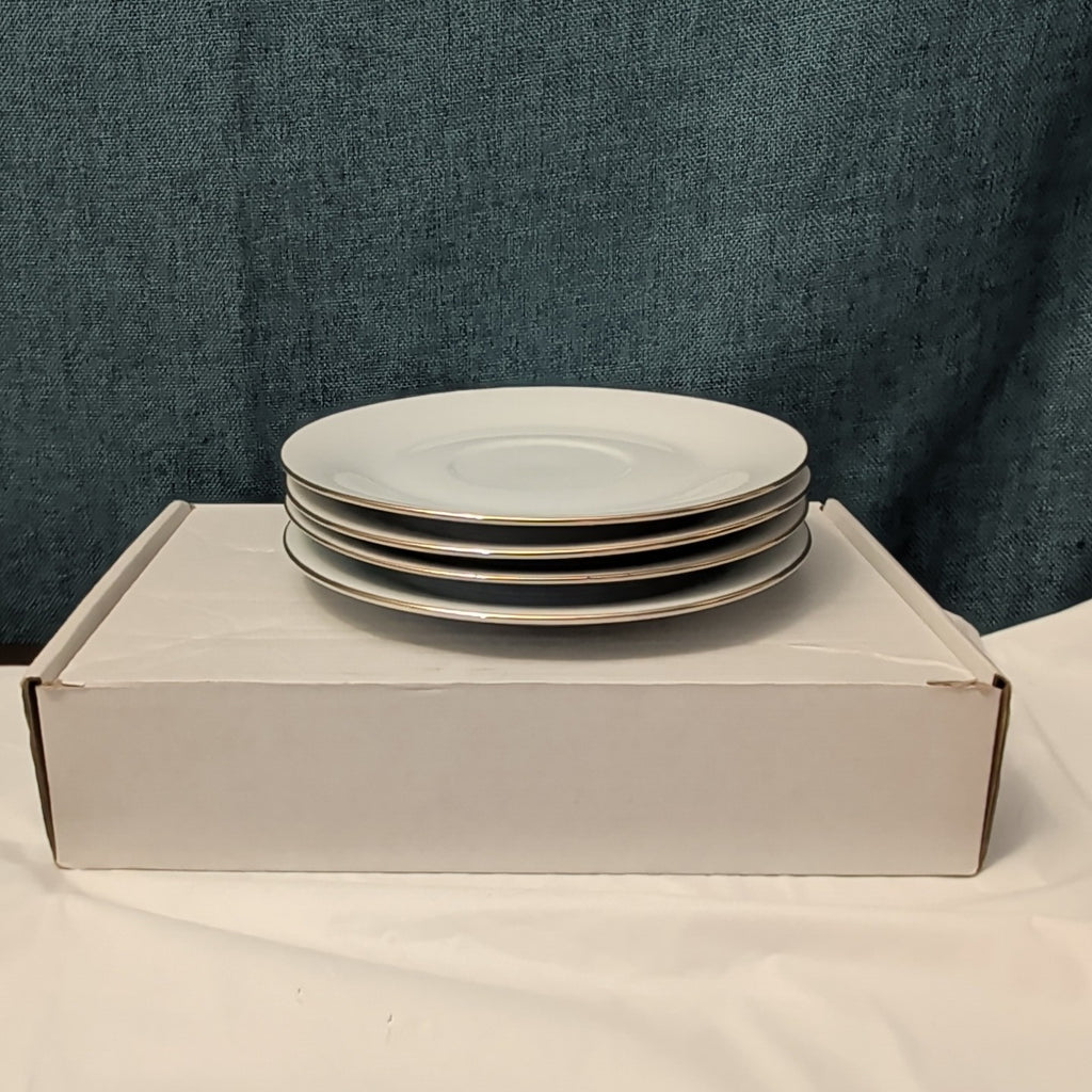 Set of 4 Sea Gull Fine China Saucers 6" | Jian Shang Gold Trim | Replacement
