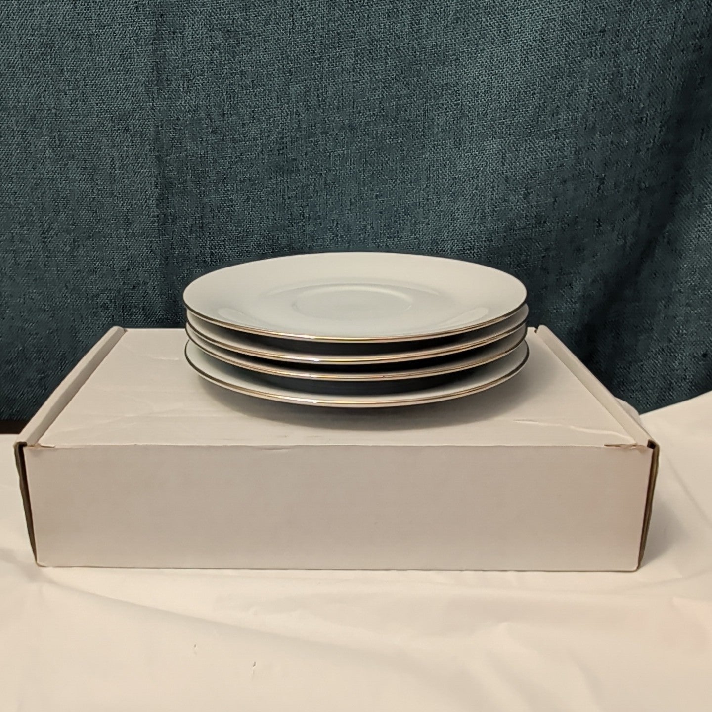 Set of 4 Sea Gull Fine China Saucers 6" | Jian Shang Gold Trim | Replacement