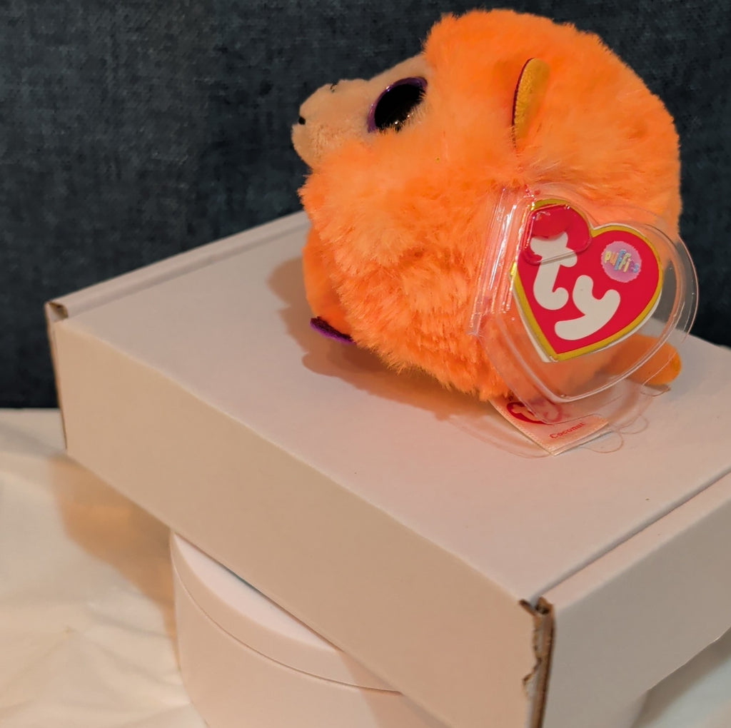 Ty Puffies Coconut The Monkey Plush Toy Orange 3" Glitter Eyes 2021 MWMT