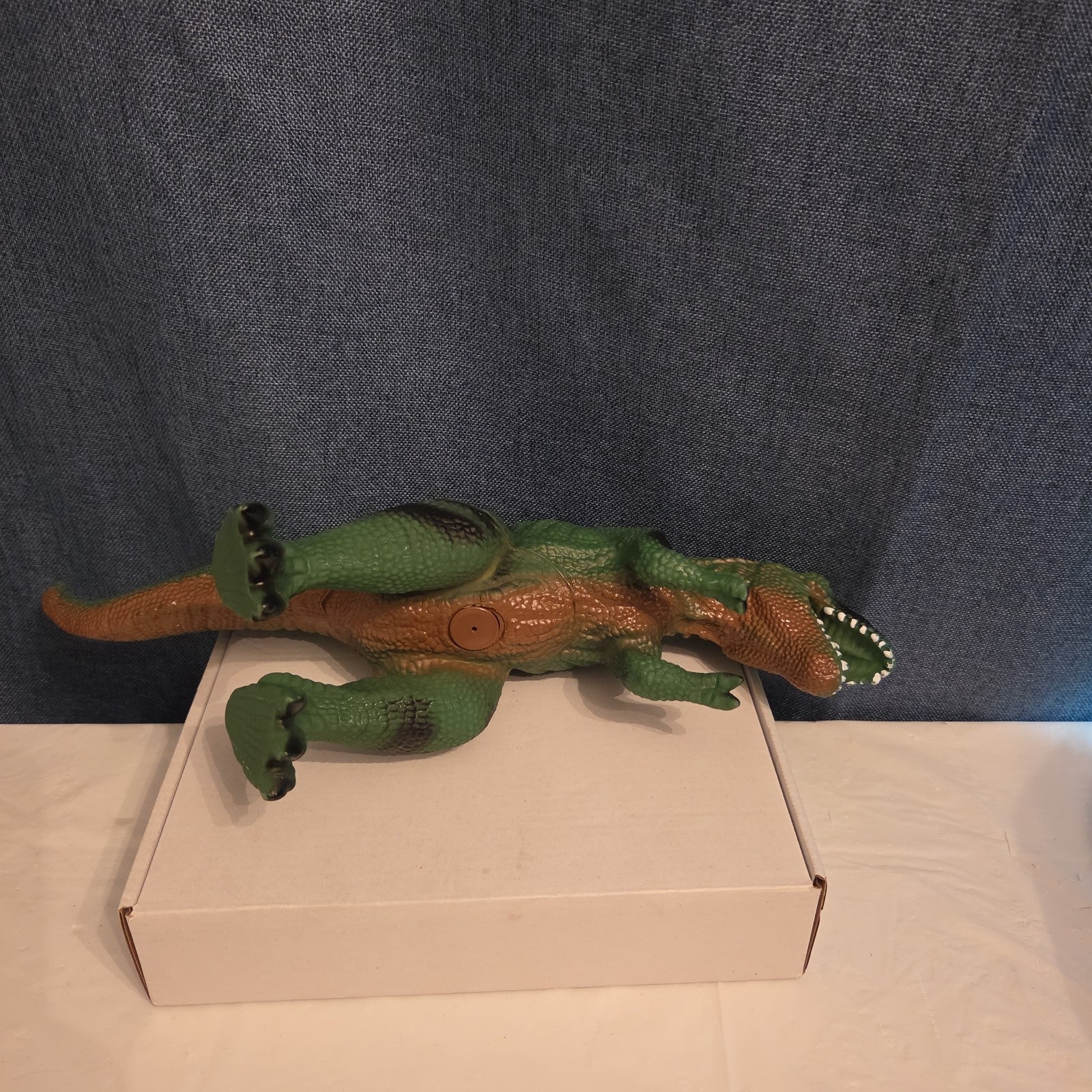 T-Rex Dinosaur Toy Soft Rubber Vinyl Tyrannosaurus Rex Green Black Stripe Figure