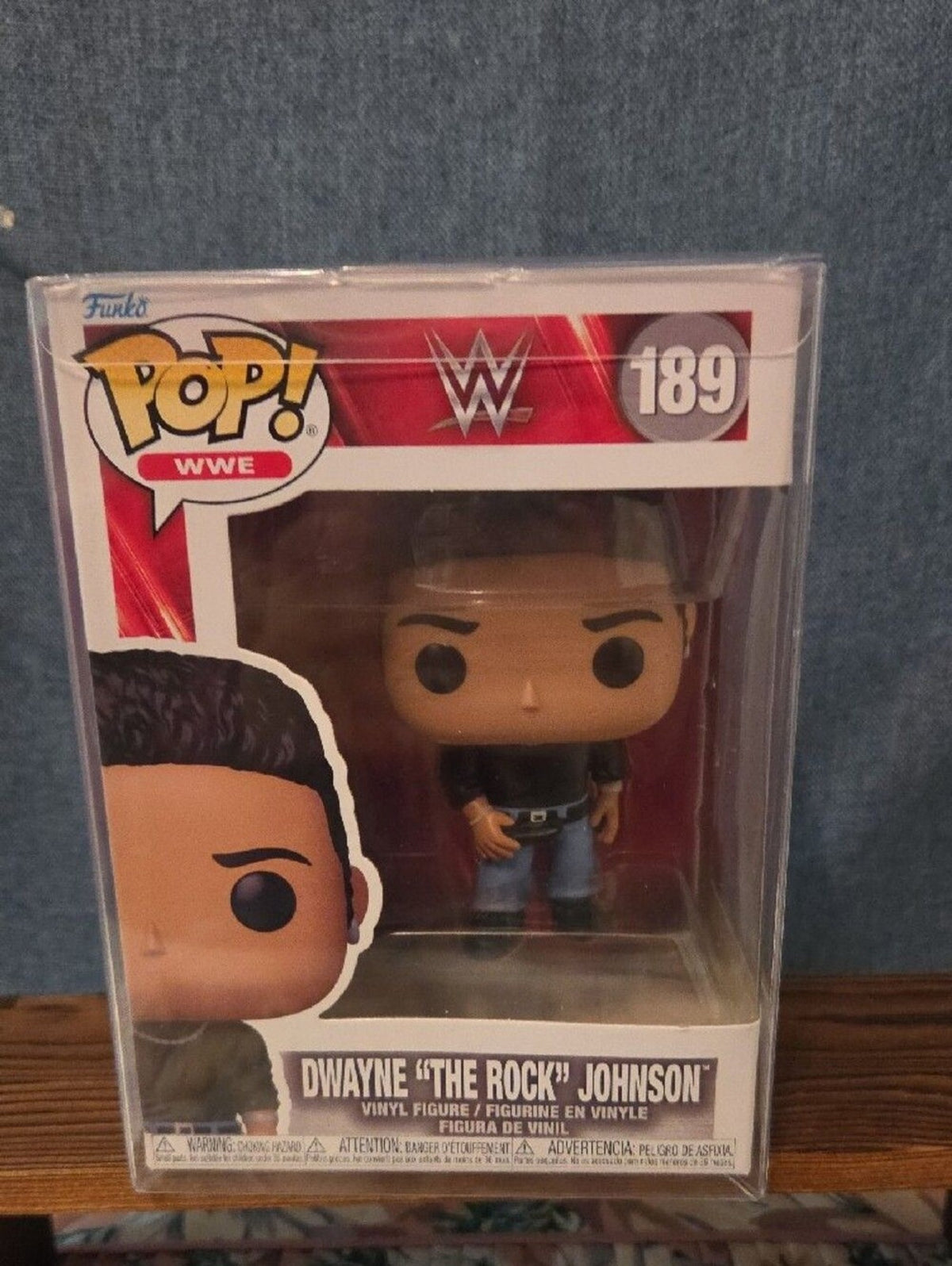 Funko Pop WWE 189 The Rock Dwayne Johnson Black Shirt Vinyl Figure w Protector