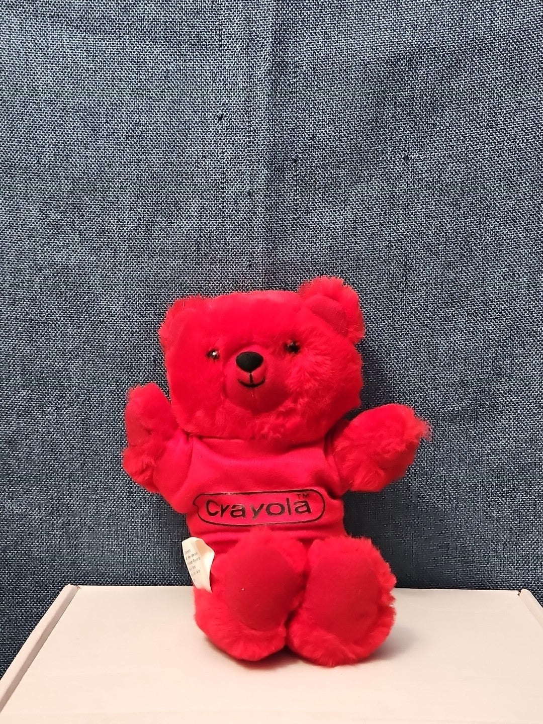 Vintage 1986 Crayola Teddy Bear Plush | Red Crayon Shirt | 7" Stuffed Animal |