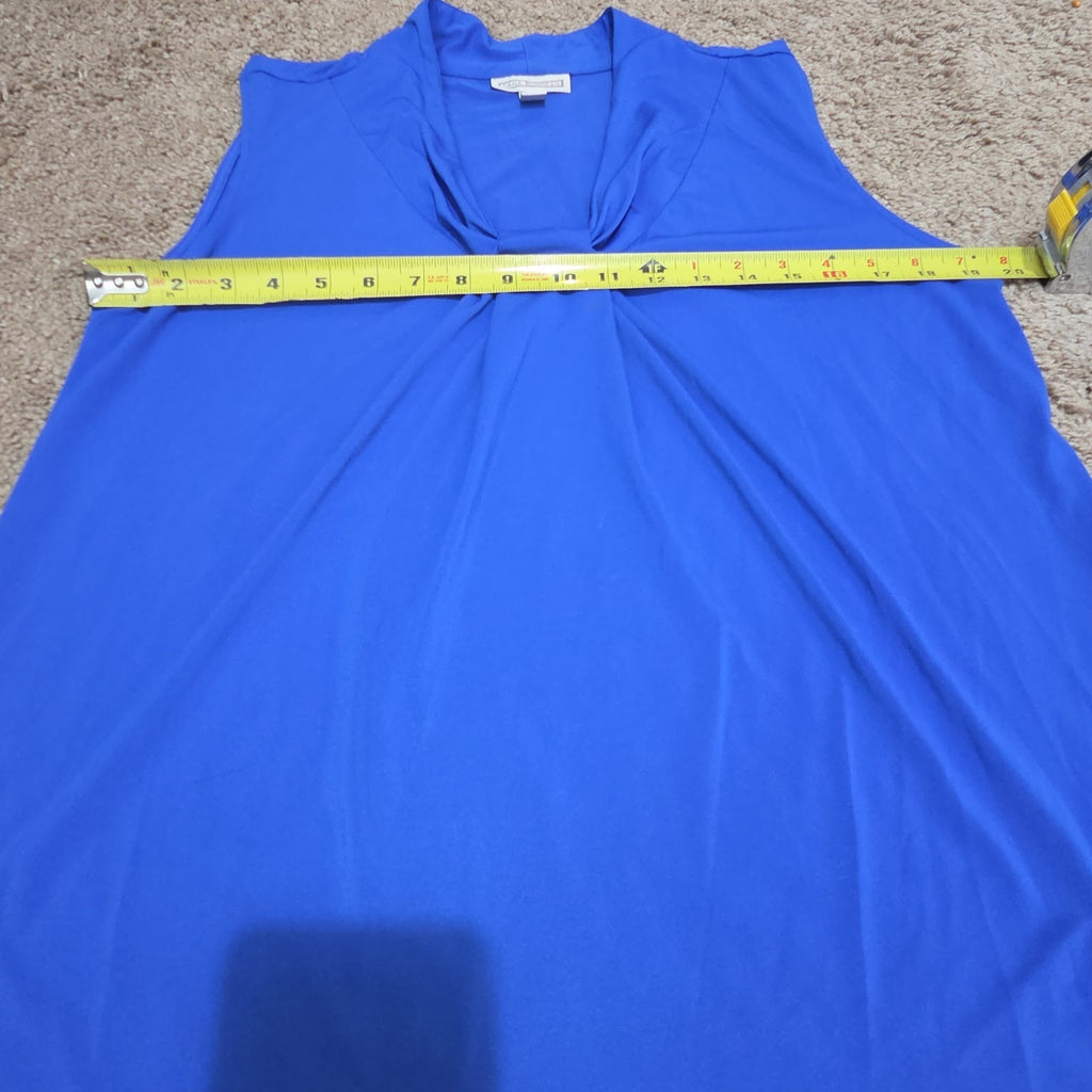 Dana Buchman Draped Neck Blue Sleeveless Top Blouse Gently Used Large