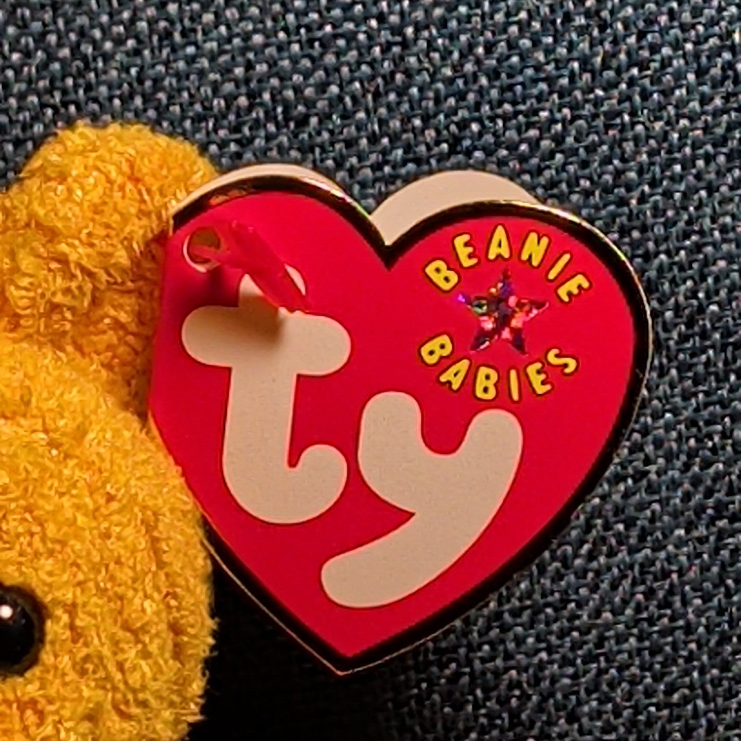 Ty Beanie Baby POOPSIE THE BEAR | 2001 Retired MWMT | Vintage Yellow Teddy Bear