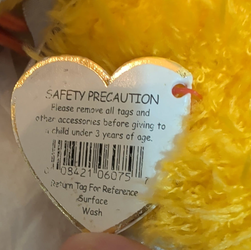 Ty Bonnie Yellow Baby Chick Plush Gingham Bonnet 1993 Vintage