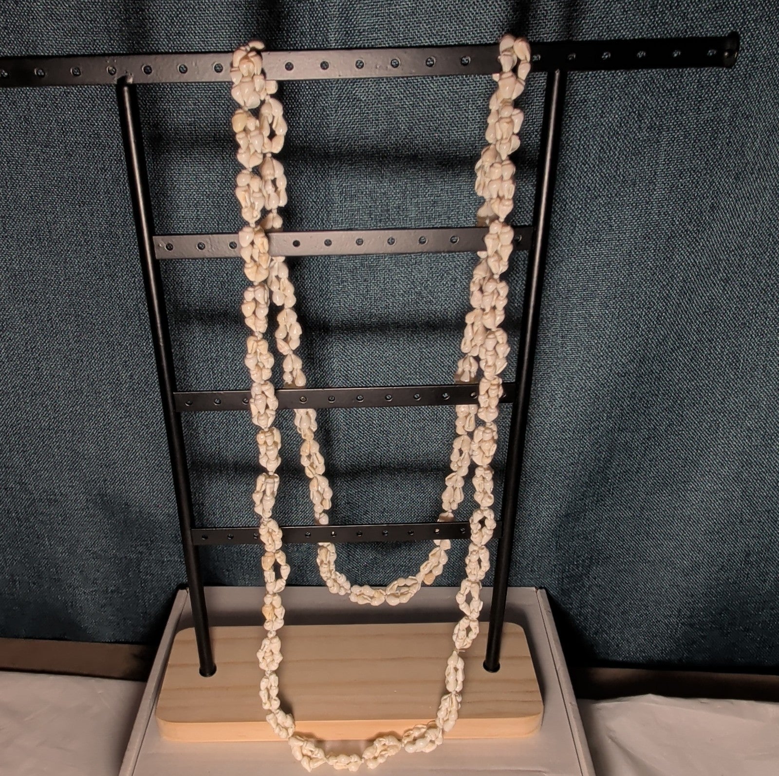 Hawaiian Woven Shell Lei Long Necklace Boho Beach