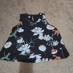 Simply Styled Sears Floral Sleeveless Blouse Tiered Top L