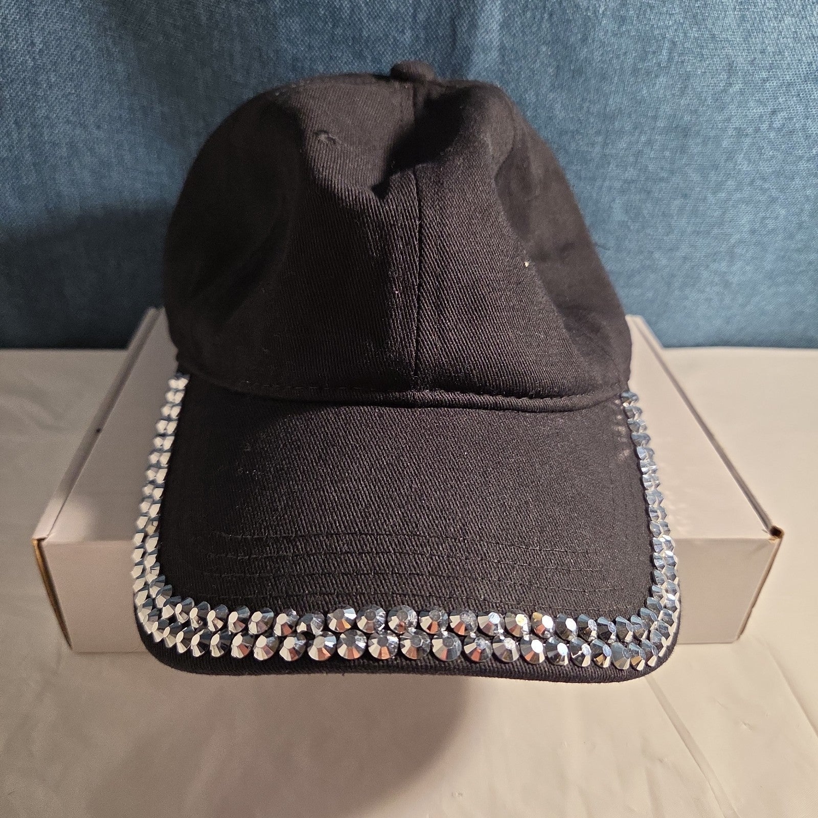 Black Rhinestone Trim Baseball Cap Peng Yuan