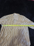 Michael Kors Blouse Gold Chain Link Print Wrap V-Neck Stretch Top L Gently Used