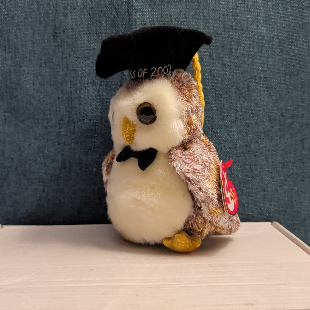 Ty Beanie Baby Smarter Owl Graduation 2002 Retired Mint Plush With Tag