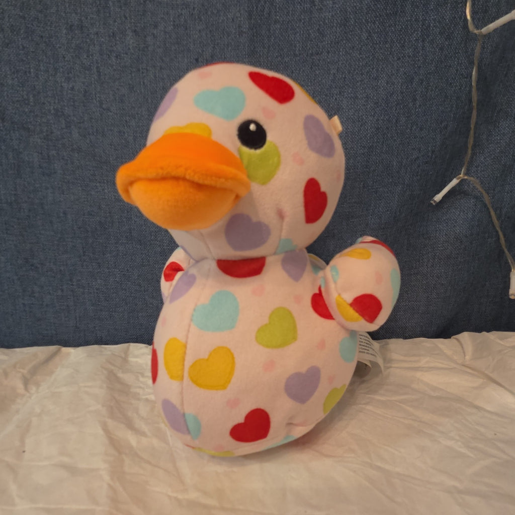 Way To Celebrate Duck Plush Heart Print Pastel Kawaii
