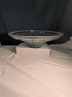 KIG Indonesia 10" Pressed Glass Bowl Starburst Floral MCM Centerpiece Serving