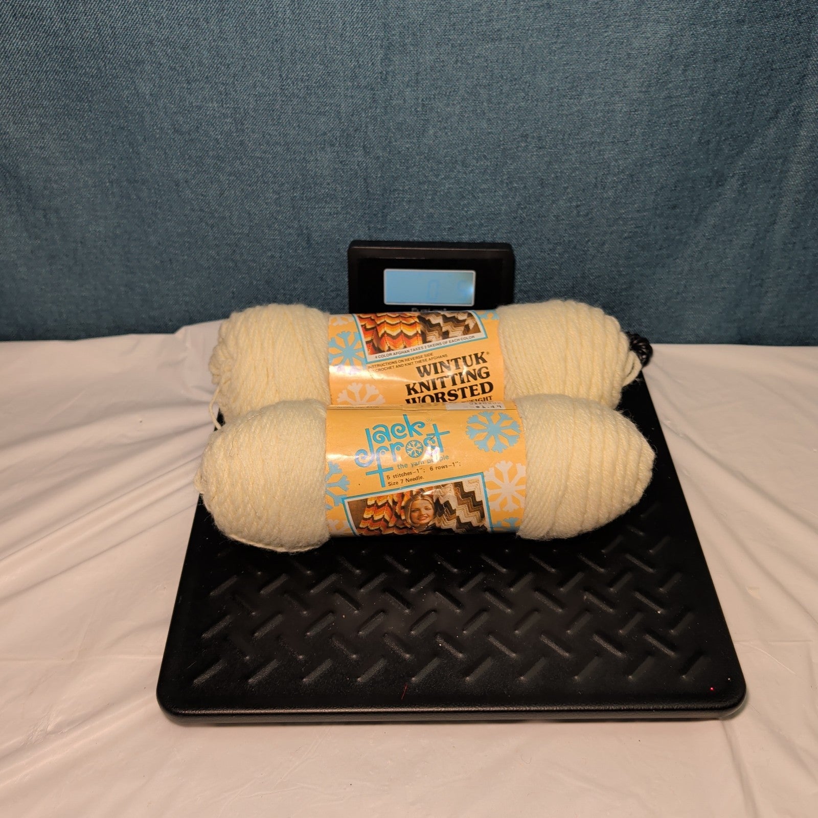 Vintage Jack Frost Wintuk Yarn Set of 2 Fisherman Off White 4 Ply Worsted 6oz
