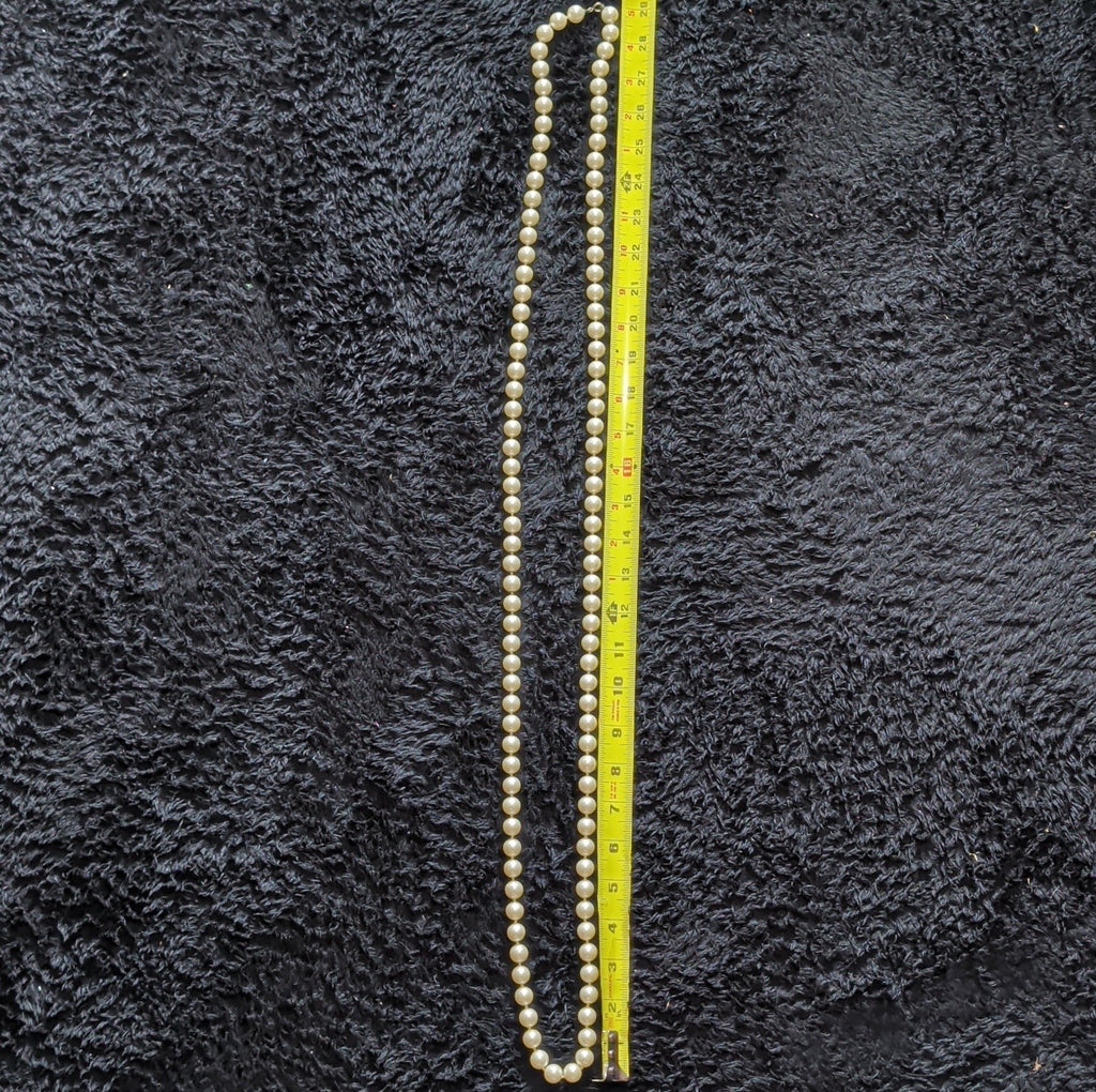 Vintage 54" Champagne Hand Knotted Faux Pearl Flapper Necklace