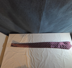 Bergamo New York Tie Burgundy Red Silver Striped Mens Silk Necktie Regimental
