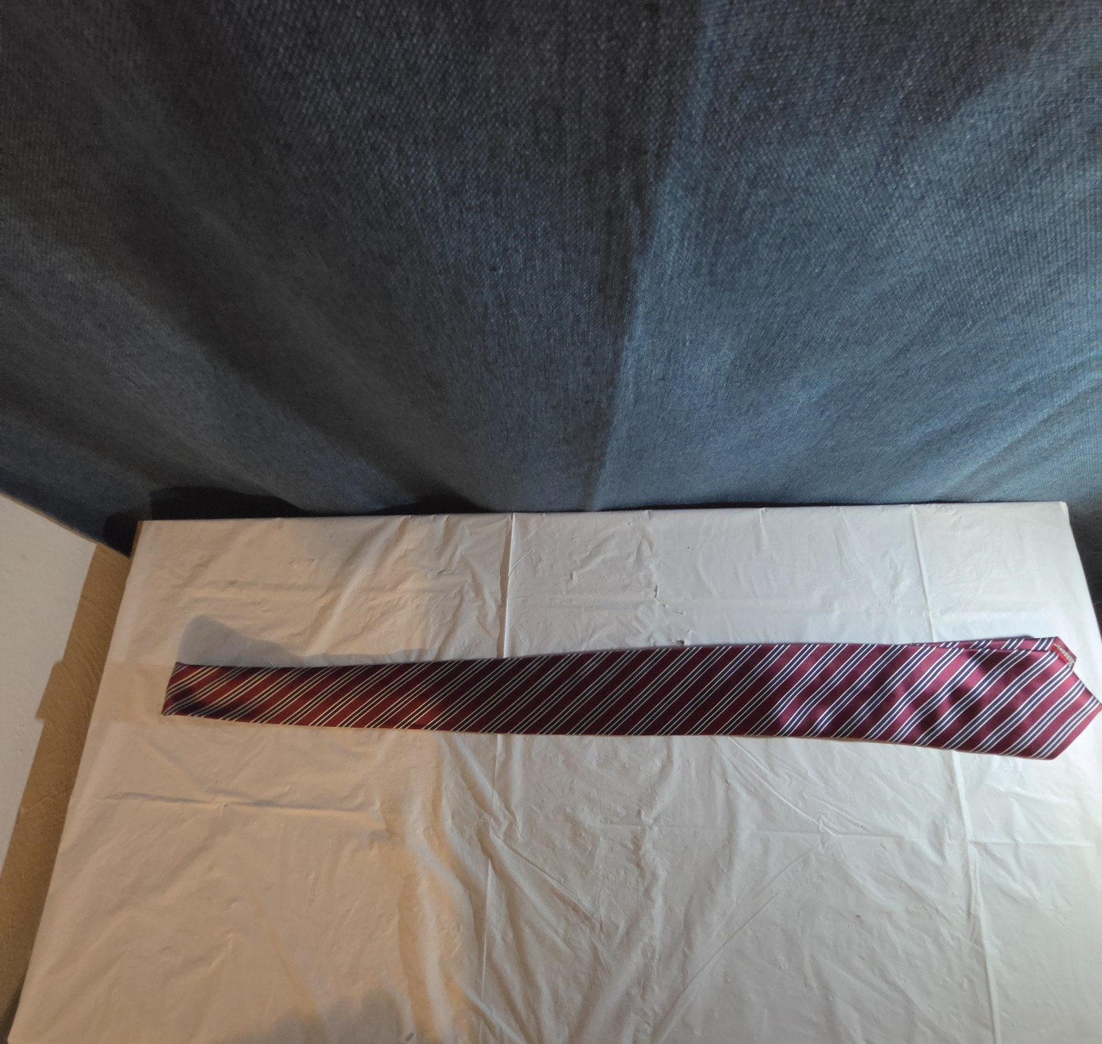 Bergamo New York Tie Burgundy Red Silver Striped Mens Silk Necktie Regimental