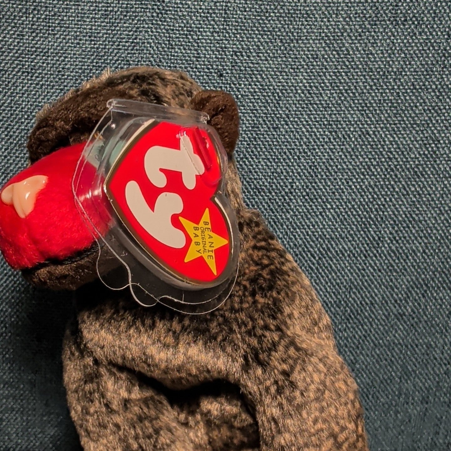 Cheeks Ty Beanie Baby 1999 Retired Baboon Monkey with Tag Protector NEW