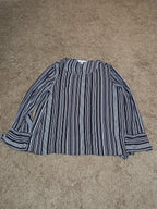 Counterparts Striped Blouse Women XL Black White Long Sleeve Top