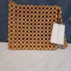 Faithfull The Brand Beaded Clutch Wood Boho Summer Bag NWT FFA056
