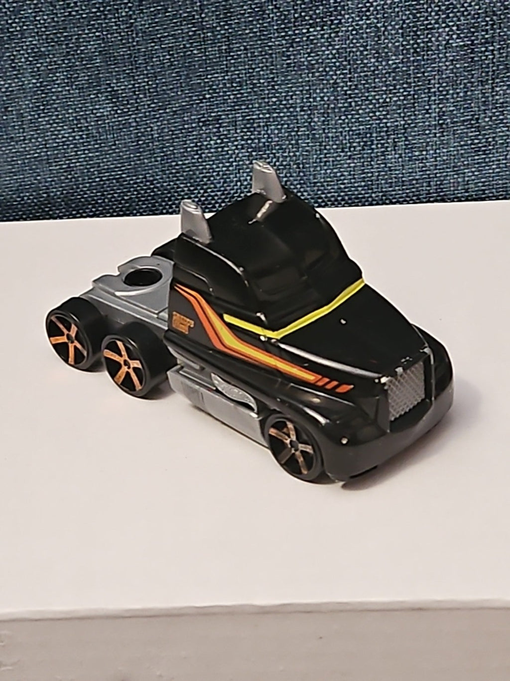 Hot Wheels Semi Truck Cab | Track Stars Black & Orange Racing Hauler