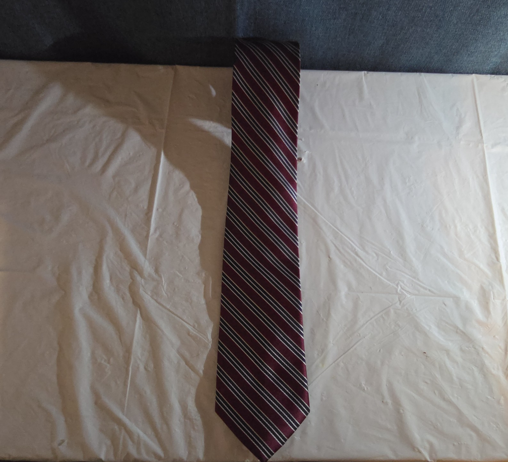 Bergamo New York Tie Burgundy Red Silver Striped Mens Silk Necktie Regimental