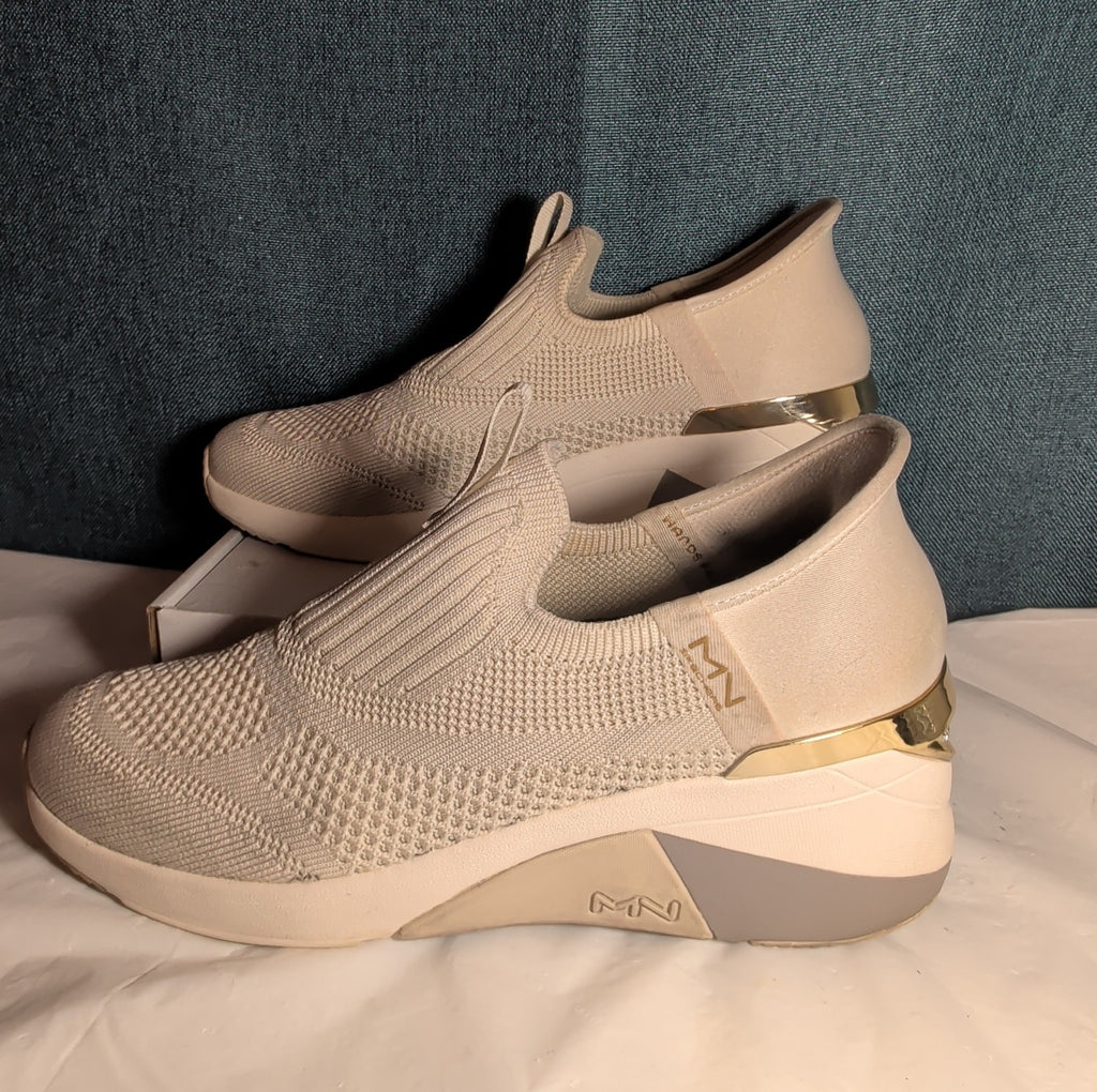 Skechers Mark Nason Slip Ins Wedge Crescent Taupe Knit Sneaker