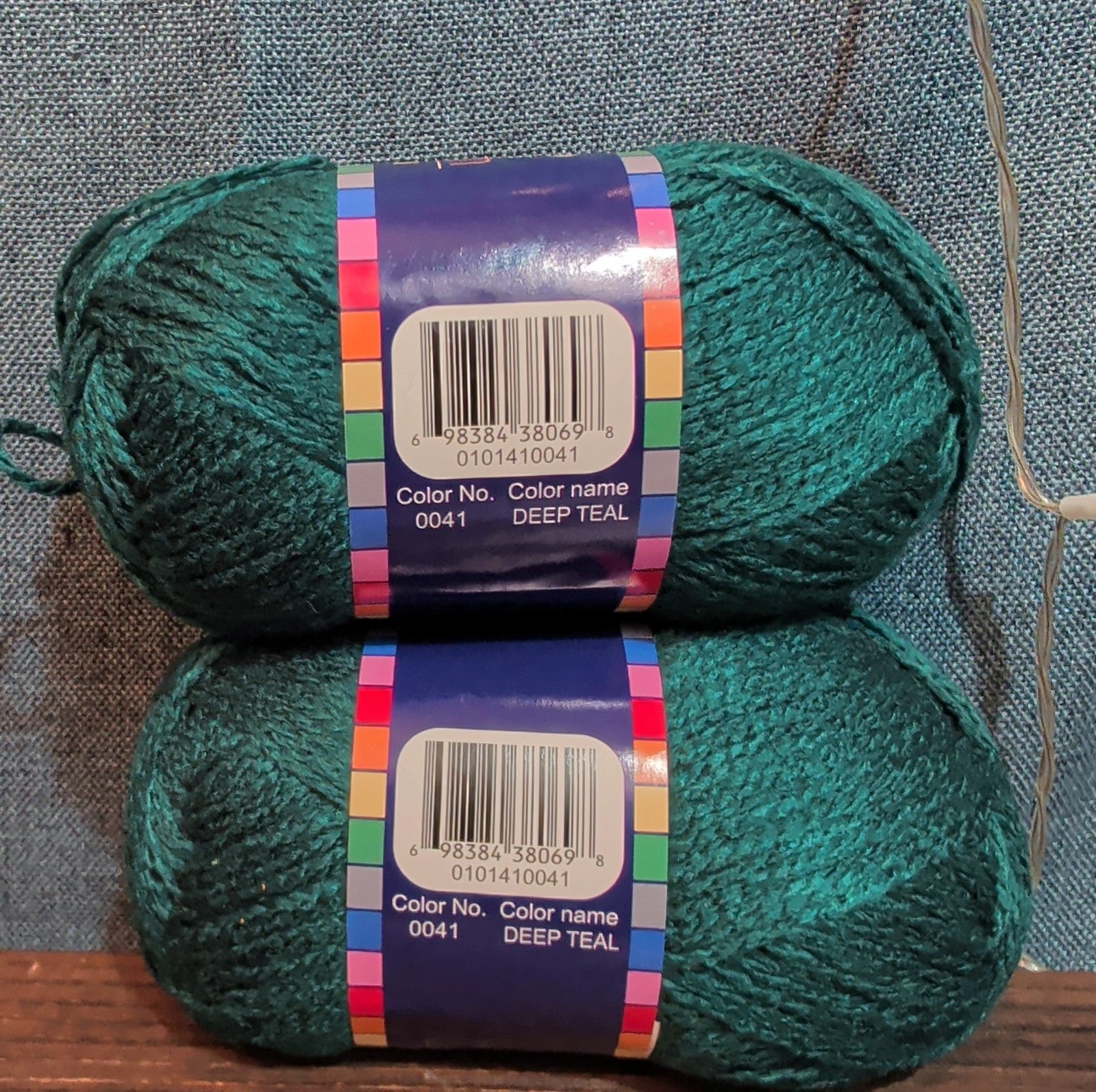 Herrschners Afghan Yarn 2 Ply Deep Teal Acrylic 2 Skein Lot