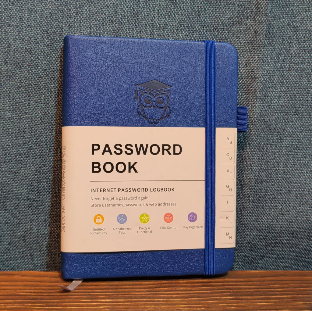 Password Book Internet Logbook Organizer Alphabetical Tabs Blue 4x5"