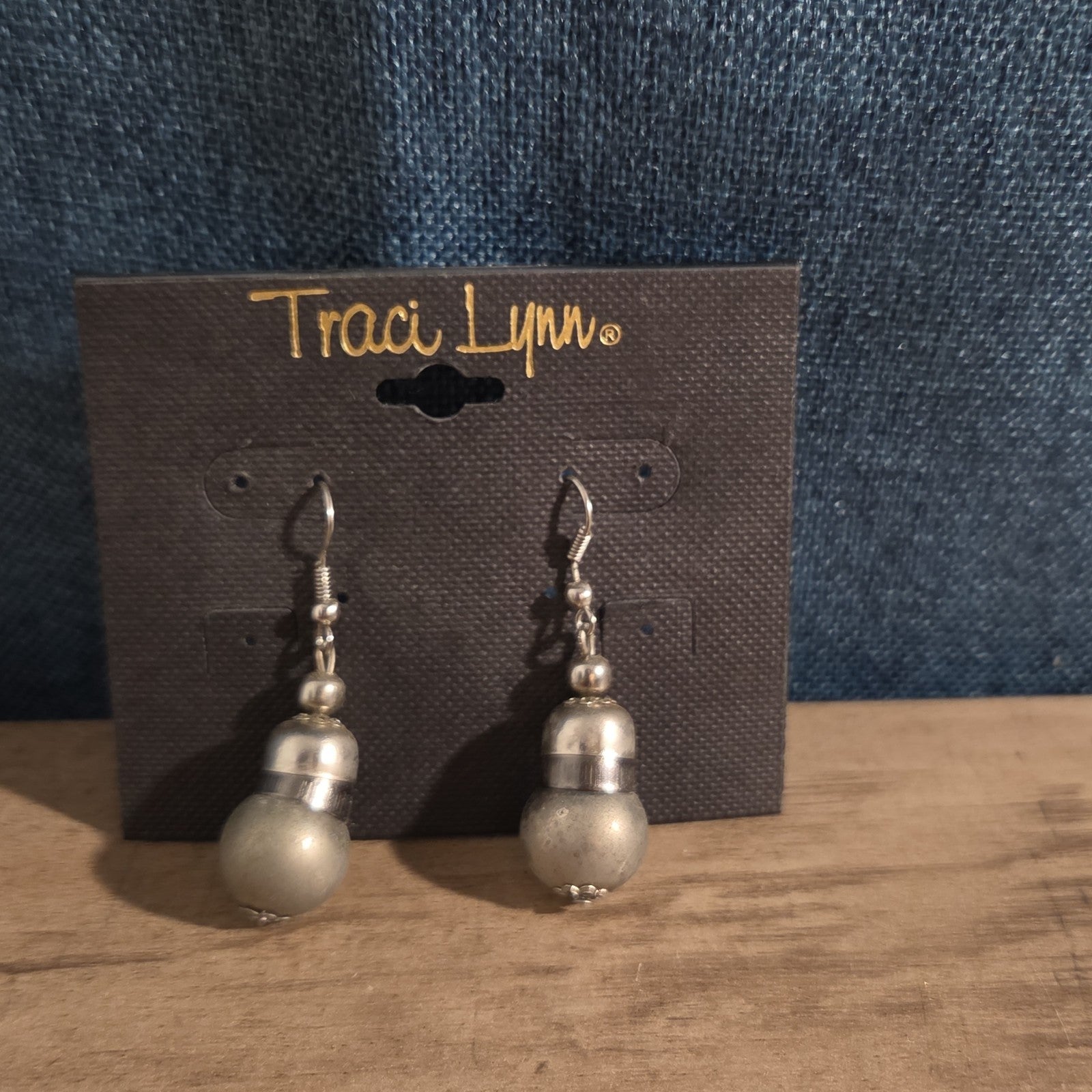Traci Lynn Parachute Drop Earrings Silver Tone Brushed Dangle