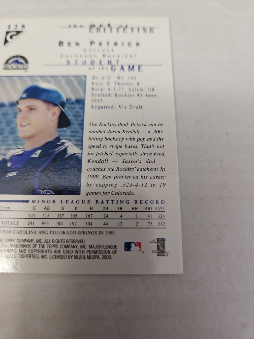 2000 Topps Gallery - Students of the Game Ben Petrick #128
