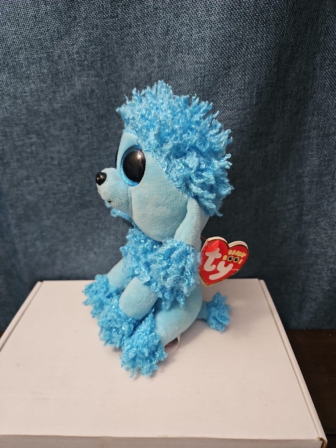 Retired Ty Beanie Boos Mandy Blue Poodle Plush 10" Medium Buddy |  Sparkle Eyes