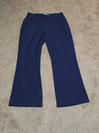 TravelSmith Pants Womens MP Navy Blue Wide Leg Stretch Travel Pull On Style 3212