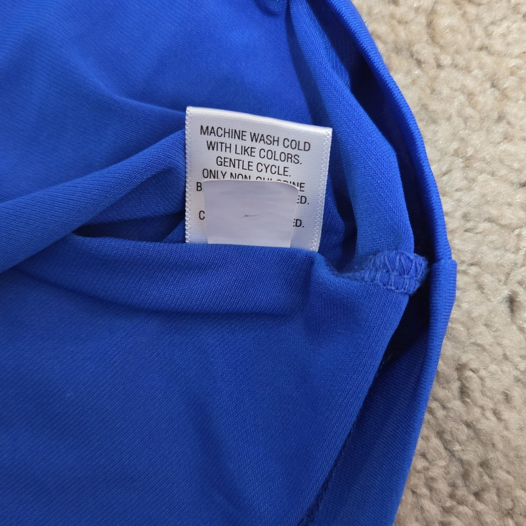 Dana Buchman Draped Neck Blue Sleeveless Top Blouse Gently Used Large
