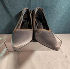 J Renee Silver Sparkly Bow Pumps 8.5 M Pointed Toe Metallic Satin