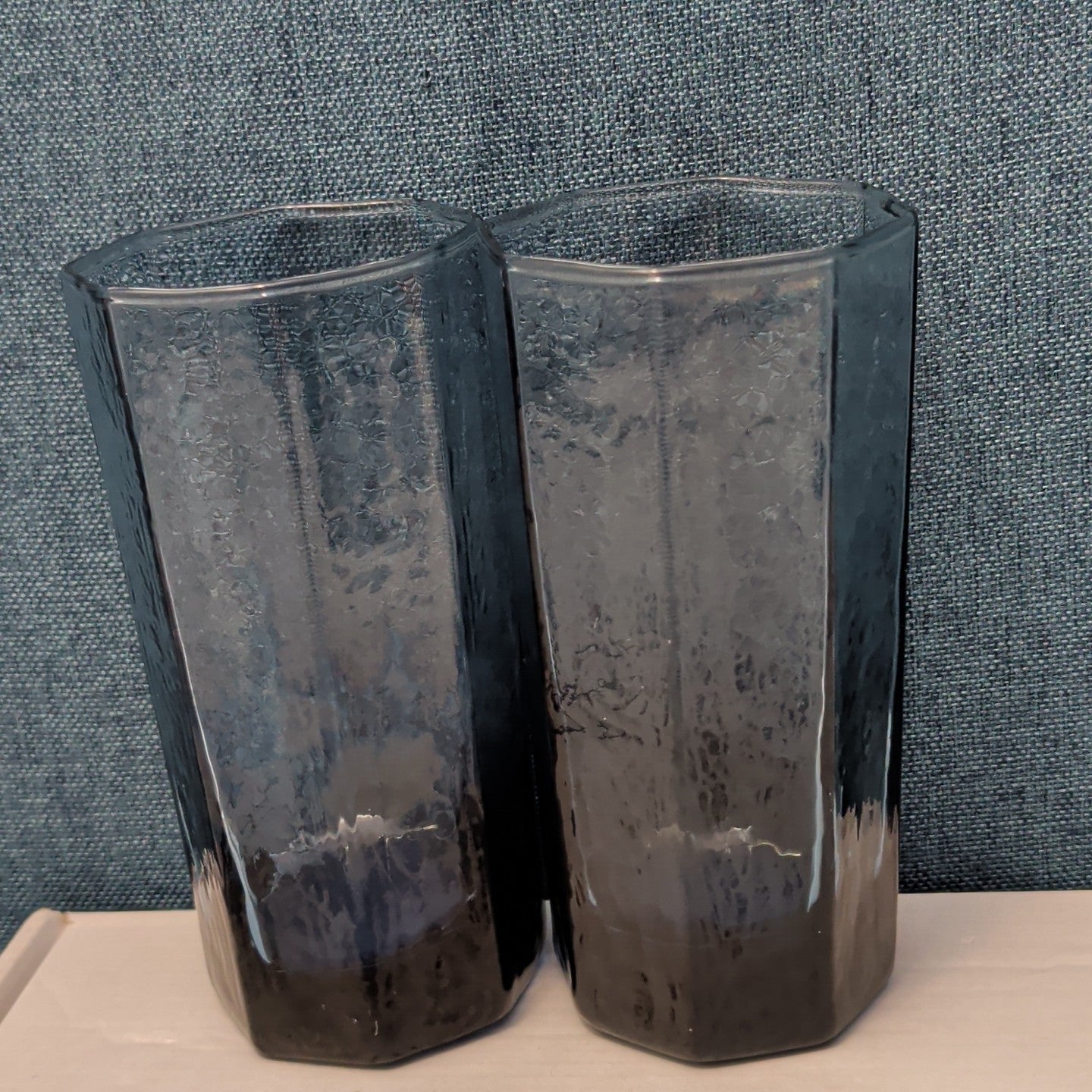 Set of 4 Libbey FACETS Cobalt Blue Glasses | 8-Panel Octagon Highball Tumblers