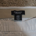 Jones New York Pants Womens 12 Tan White Stripe Pull On Crop Trouser Cotton Good