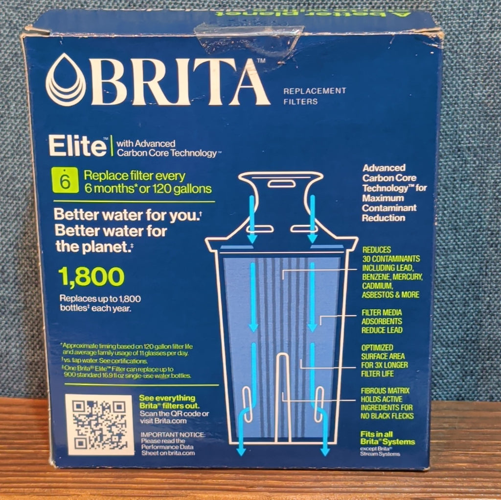 Brita Elite Replacement Water Pitcher Filters 2 Count Pack NIB 6 Month